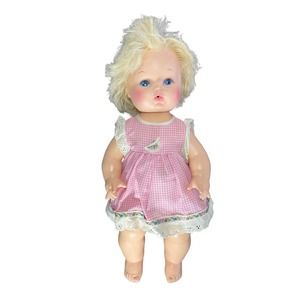Vintage 1971 EEGEE Softina Vinyl Baby Doll Drink and Wet Original Dress Clean